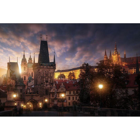 Prague Sun. White Modern Wood Framed Art Print by Pablo De, Juan