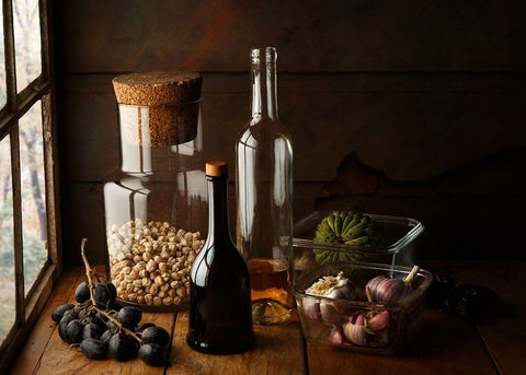 Still Life With Chickpea Black Ornate Wood Framed Art Print with Double Matting by Laercio, Luiz