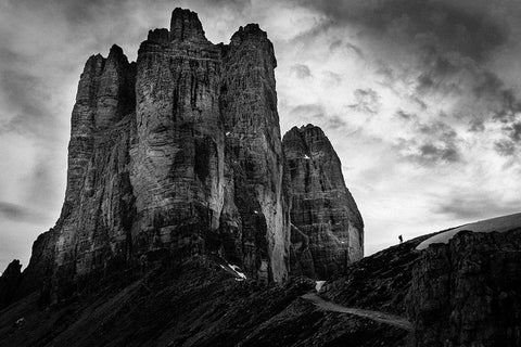 Tre Cime Tear Of Snow Black Ornate Wood Framed Art Print with Double Matting by Ameli, Franco