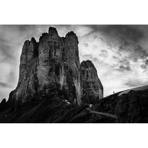 Tre Cime Tear Of Snow Black Modern Wood Framed Art Print by Ameli, Franco