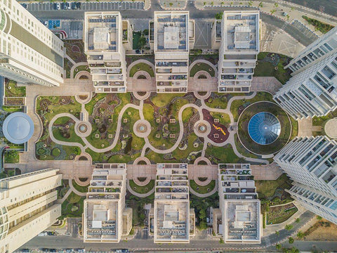 Urban Curves Black Ornate Wood Framed Art Print with Double Matting by Adar, Or