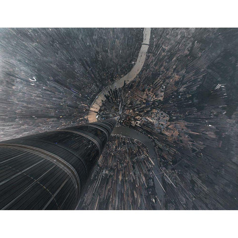 Dive Into The Matrix Black Modern Wood Framed Art Print by Huang, Stan