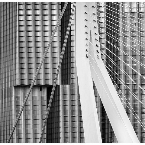 Between The Lines Black Modern Wood Framed Art Print with Double Matting by Huybrechts, Theo