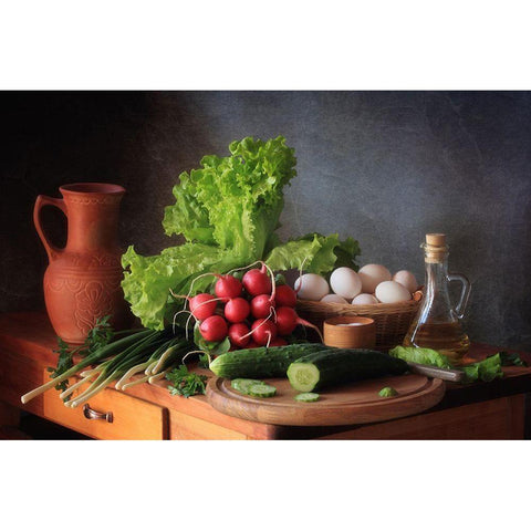 Still Life With Vegetables Gold Ornate Wood Framed Art Print with Double Matting by Skorokhod, Tatyana