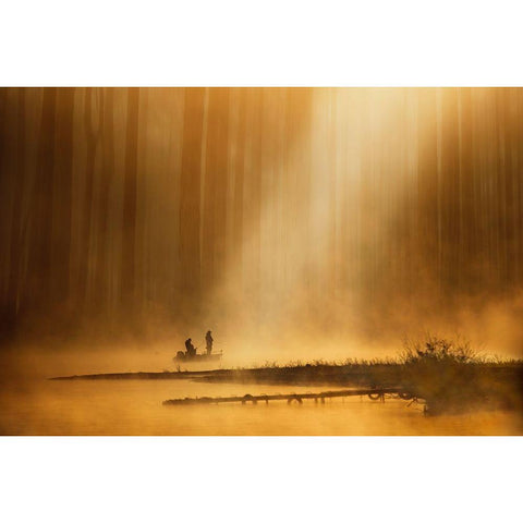 Golden Silence Black Modern Wood Framed Art Print with Double Matting by Suzuki, Takashi