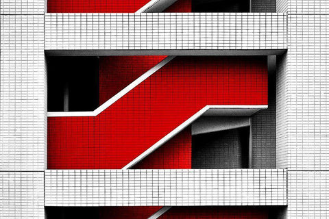 Saitama-Shintoshin Building White Modern Wood Framed Art Print with Double Matting by E. Karcz, Gary