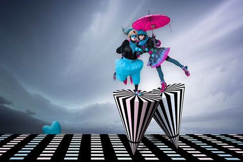 Spinning On The Runway Of Love White Modern Wood Framed Art Print with Double Matting by Doyle, Renee