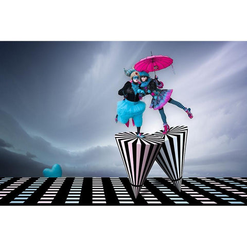 Spinning On The Runway Of Love Black Modern Wood Framed Art Print with Double Matting by Doyle, Renee