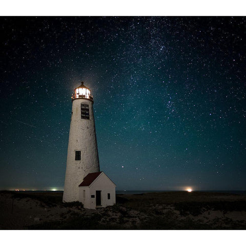 Great Point Light-Midnight White Modern Wood Framed Art Print by Pilla, Scott