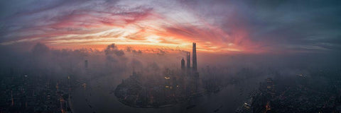 Bay Of Colour Black Ornate Wood Framed Art Print with Double Matting by Huang, Stan