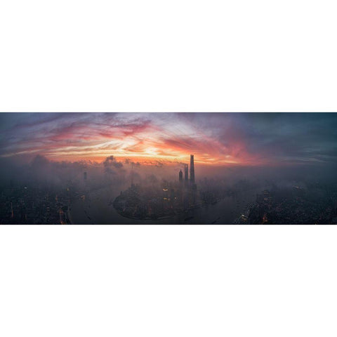 Bay Of Colour Black Modern Wood Framed Art Print by Huang, Stan