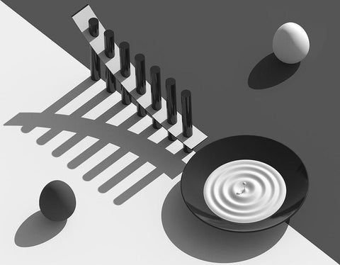 Combination White Modern Wood Framed Art Print with Double Matting by Bunjamin, Antonyus