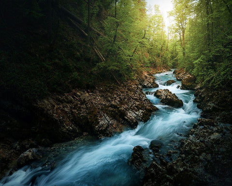 Gorge 2. White Modern Wood Framed Art Print with Double Matting by Pablo De, Juan