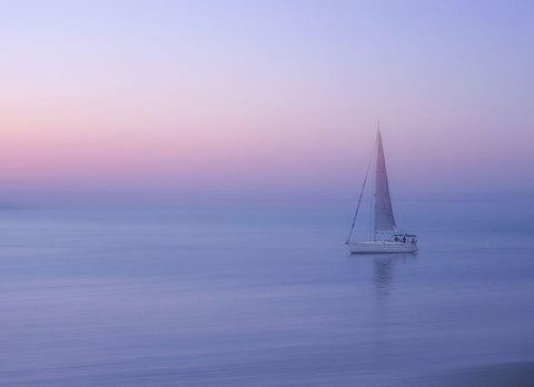 Sliema-Malta White Modern Wood Framed Art Print with Double Matting by Van Deelen, Ellen