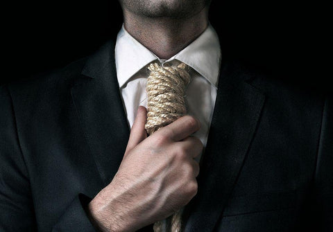 Crisis White Modern Wood Framed Art Print with Double Matting by Del Grosso, Sebastien