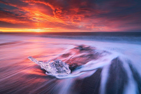 Ice And Fire Ii Black Ornate Wood Framed Art Print with Double Matting by Zhu, Jingshu