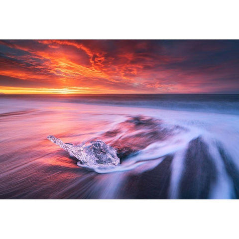 Ice And Fire Ii Black Modern Wood Framed Art Print by Zhu, Jingshu