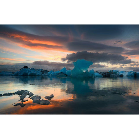 Jokulsarlon Glacier Lagoon Black Modern Wood Framed Art Print by Keller