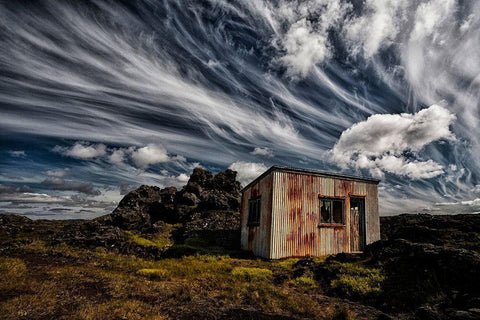 Broken Shack Black Ornate Wood Framed Art Print with Double Matting by H. Ingibergsson, Torsteinn