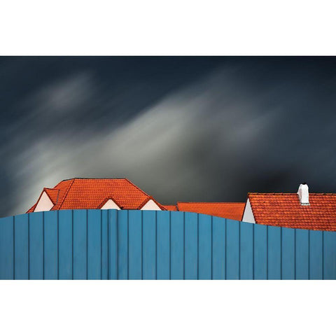 Living Behind The Fence Black Modern Wood Framed Art Print by Claes, Gilbert