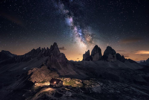 Rising Over Tre Cime Black Ornate Wood Framed Art Print with Double Matting by F. Turienzo, Carlos