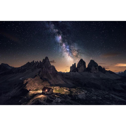 Rising Over Tre Cime White Modern Wood Framed Art Print by F. Turienzo, Carlos