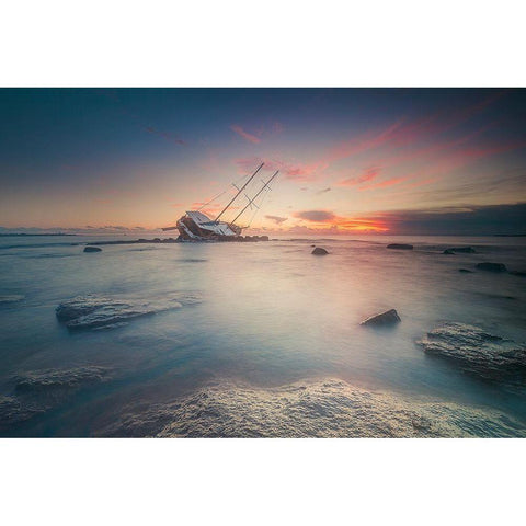 Adrift Black Modern Wood Framed Art Print by Atzori, Daniele