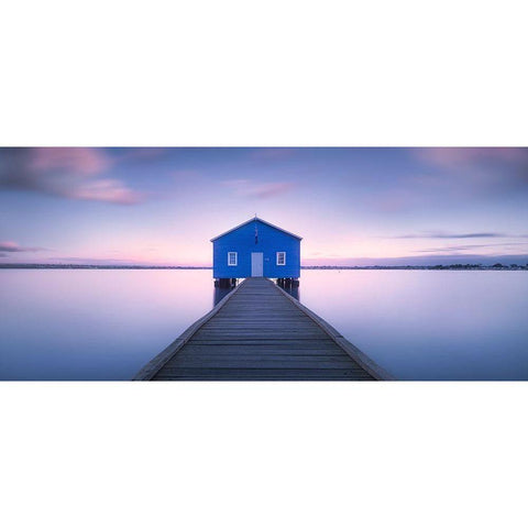 Boathouse White Modern Wood Framed Art Print by Vandewalle, Richard