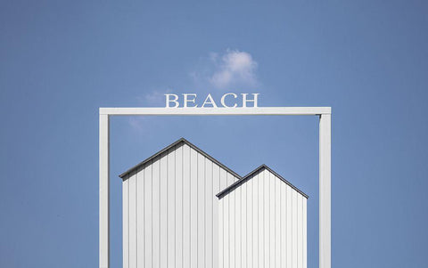 Beach. Black Ornate Wood Framed Art Print with Double Matting by Verschelden, Harry