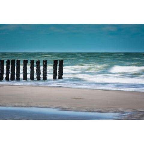 White Waves Gold Ornate Wood Framed Art Print with Double Matting by De Laat, Bernardine