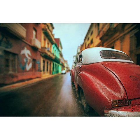 Cuba Street Car Black Modern Wood Framed Art Print with Double Matting by Yosifov, Svetlin