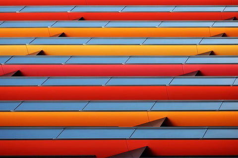 Colour Stripes White Modern Wood Framed Art Print with Double Matting by Hawerkamp, Hans-Wolfgang