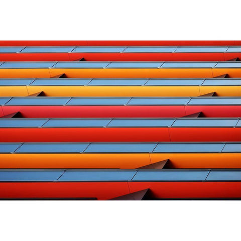 Colour Stripes White Modern Wood Framed Art Print by Hawerkamp, Hans-Wolfgang