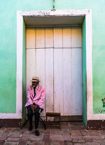 A Cuban Black Ornate Wood Framed Art Print with Double Matting by Kim, Eunice