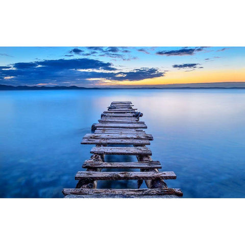 Pier Black Modern Wood Framed Art Print by Jubic, Srecko