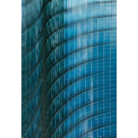 Fading Waves Black Modern Wood Framed Art Print by van Son, Greetje