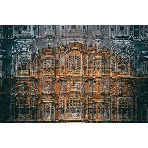 Hawa Mahal Black Modern Wood Framed Art Print with Double Matting by Hawerkamp, Hans-Wolfgang