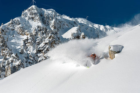 Powder Turn With Romain Grojean Black Ornate Wood Framed Art Print with Double Matting by Shu, Tristan