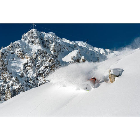 Powder Turn With Romain Grojean Gold Ornate Wood Framed Art Print with Double Matting by Shu, Tristan