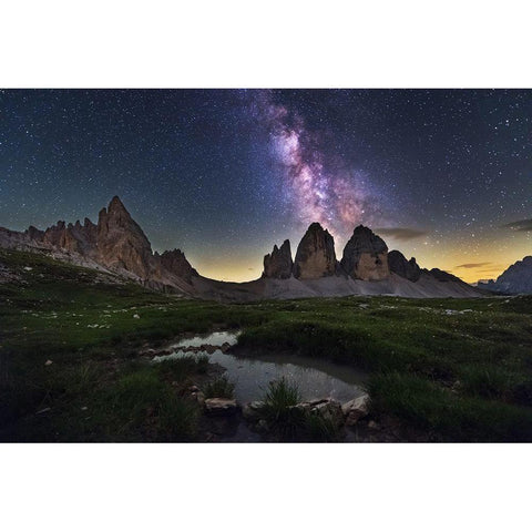 Tre Cime Di Lavaredo Black Modern Wood Framed Art Print with Double Matting by Krivec, Ales