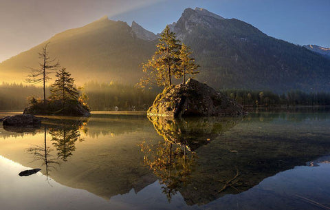 Golden Morning Black Ornate Wood Framed Art Print with Double Matting by Keller