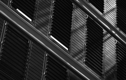 Blinds And Shadows Black Ornate Wood Framed Art Print with Double Matting by Van Son, Greetje