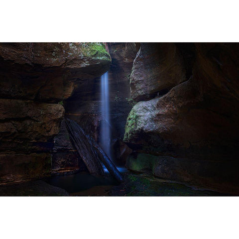 Blue Mountains Waterfall White Modern Wood Framed Art Print by Zhang, Yan