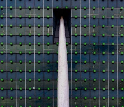 Building White Modern Wood Framed Art Print with Double Matting by Flour, Jef