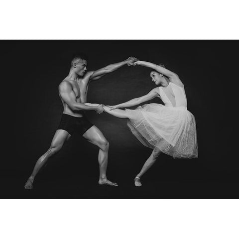 Dance Duet (1) White Modern Wood Framed Art Print by Yang, James