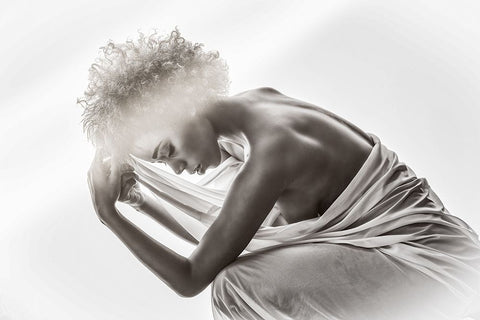 In Gedanken White Modern Wood Framed Art Print with Double Matting by Bichler, Hubert