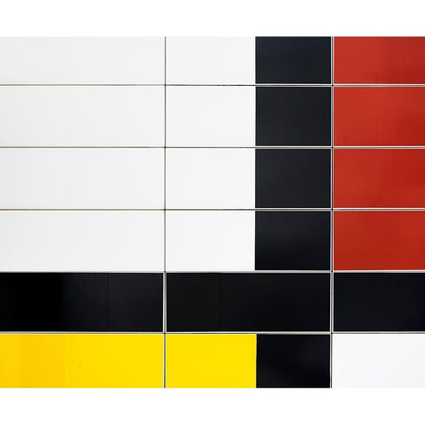 Mondriaan Facade Black Modern Wood Framed Art Print by Van Son, Greetje