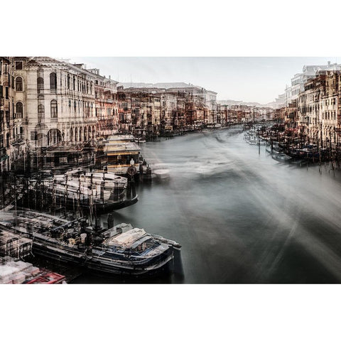 Venezia 1 Black Modern Wood Framed Art Print with Double Matting by Della Latta, Massimo