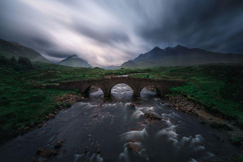 Sligachan Storm. Black Ornate Wood Framed Art Print with Double Matting by Pablo De, Juan