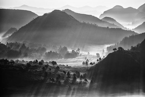 Misty Sea Of Clouds White Modern Wood Framed Art Print with Double Matting by Chengzhou, Zhou
